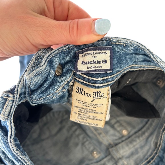Miss Me Jeans for Buckle Butterfly Fleur de Lis Rhinestone Denim Women Sz 25 Y2K - Picture 5 of 12